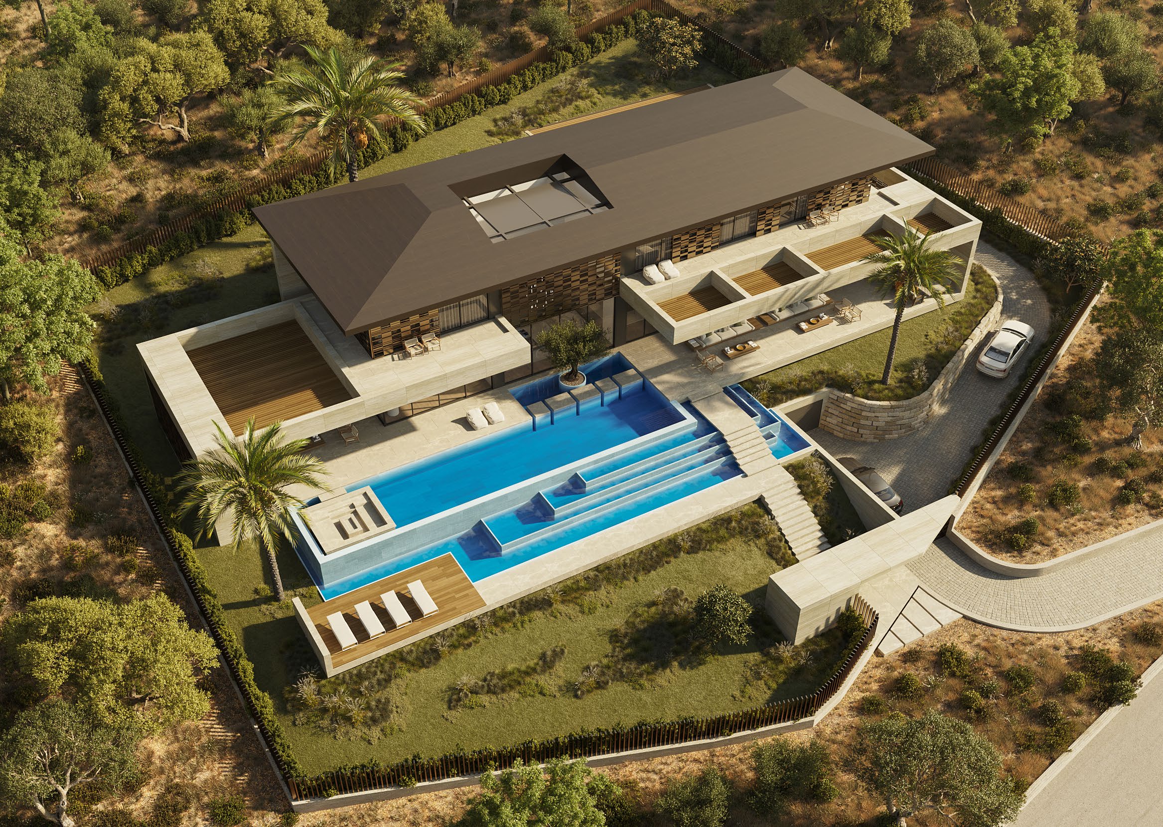 Newly built contemporary residence with a long infinity pool and terraces near Asteras Vouliagmeni, Greece